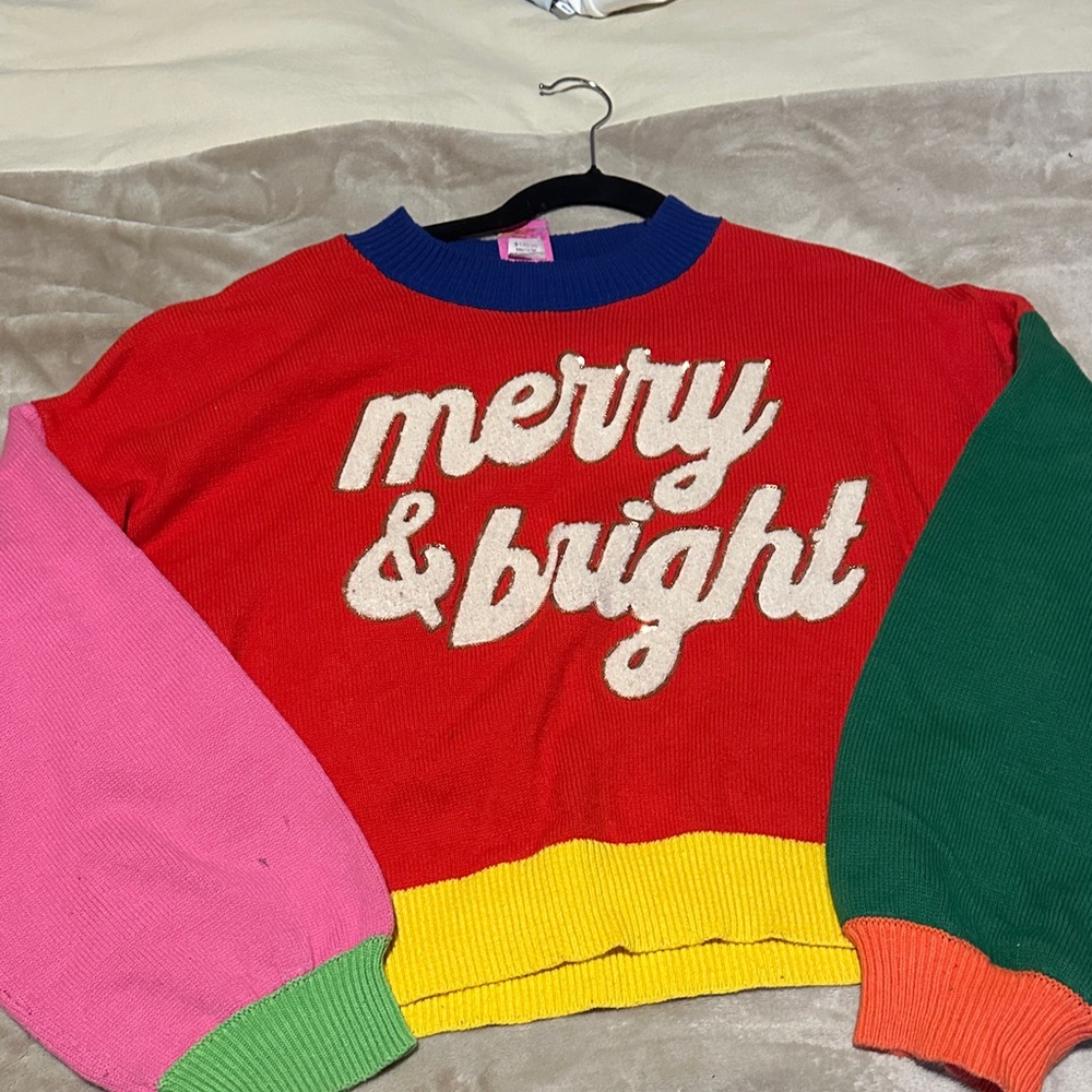 Queen of sparkle Colorful 'Merry & Bright' Sweater